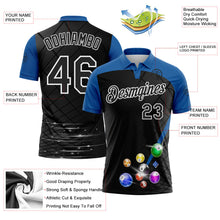 Laden Sie das Bild in den Galerie-Viewer, Uksn Individuelles Schwarz Gewitterblau-Weiß Billardkugeln Funktions-Poloshirt
