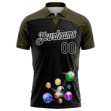 Laden Sie das Bild in den Galerie-Viewer, Uksn Individuelles Schwarz Oliv-Weiß Billardkugeln Funktions-Poloshirt
