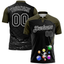 Laden Sie das Bild in den Galerie-Viewer, Uksn Individuelles Schwarz Oliv-Weiß Billardkugeln Funktions-Poloshirt
