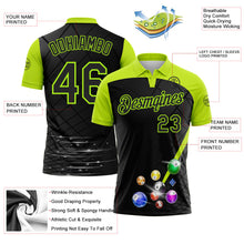 Laden Sie das Bild in den Galerie-Viewer, Uksn Individuelles Schwarz-Neongrün Billardkugeln Funktions-Poloshirt
