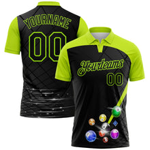 Laden Sie das Bild in den Galerie-Viewer, Uksn Individuelles Schwarz-Neongrün Billardkugeln Funktions-Poloshirt
