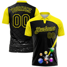Laden Sie das Bild in den Galerie-Viewer, Uksn Individuelles Schwarz-Hellgelb Billardkugeln Funktions-Poloshirt
