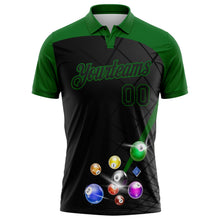 Laden Sie das Bild in den Galerie-Viewer, Uksn Individuelles Schwarz-Grasgrün Billardkugeln Funktions-Poloshirt
