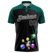 Laden Sie das Bild in den Galerie-Viewer, Uksn Individuelles Schwarz Mitternachtsgrün-Weiß Billardkugeln Funktions-Poloshirt
