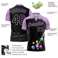 Laden Sie das Bild in den Galerie-Viewer, Uksn Individuelles Schwarz-Hellviolett Billardkugeln Funktions-Poloshirt
