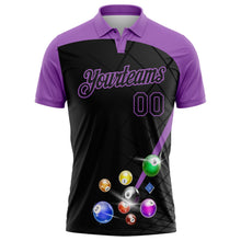 Laden Sie das Bild in den Galerie-Viewer, Uksn Individuelles Schwarz-Mittelviolett Billardkugeln Funktions-Poloshirt
