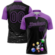 Laden Sie das Bild in den Galerie-Viewer, Uksn Individuelles Schwarz-Mittelviolett Billardkugeln Funktions-Poloshirt
