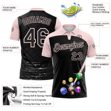 Laden Sie das Bild in den Galerie-Viewer, Uksn Individuelles Schwarz-Hellrosa Billardkugeln Funktions-Poloshirt
