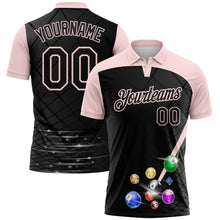 Laden Sie das Bild in den Galerie-Viewer, Uksn Individuelles Schwarz-Hellrosa Billardkugeln Funktions-Poloshirt
