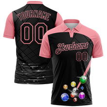 Laden Sie das Bild in den Galerie-Viewer, Uksn Individuelles Schwarz-Mittelrosa Billardkugeln Funktions-Poloshirt
