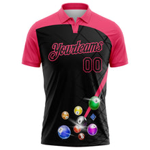 Laden Sie das Bild in den Galerie-Viewer, Uksn Individuelles Schwarz-Neonpink Billardkugeln Funktions-Poloshirt
