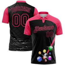 Laden Sie das Bild in den Galerie-Viewer, Uksn Individuelles Schwarz-Neonpink Billardkugeln Funktions-Poloshirt
