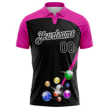Laden Sie das Bild in den Galerie-Viewer, Uksn Individuelles Schwarz Dunkelrosa-Weiß Billardkugeln Funktions-Poloshirt
