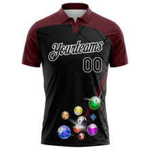 Laden Sie das Bild in den Galerie-Viewer, Uksn Individuelles Schwarz Kastanienbraun-Weiß Billardkugeln Funktions-Poloshirt
