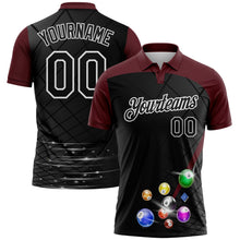 Laden Sie das Bild in den Galerie-Viewer, Uksn Individuelles Schwarz Kastanienbraun-Weiß Billardkugeln Funktions-Poloshirt
