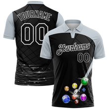 Laden Sie das Bild in den Galerie-Viewer, Uksn Individuelles Schwarz Silber-Weiß Billardkugeln Funktions-Poloshirt
