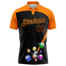 Laden Sie das Bild in den Galerie-Viewer, Uksn Individuelles Schwarz-Bay Orange Billardkugeln geometrisches Gitter Funktions-Poloshirt
