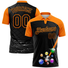 Laden Sie das Bild in den Galerie-Viewer, Uksn Individuelles Schwarz-Bay Orange Billardkugeln geometrisches Gitter Funktions-Poloshirt
