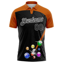 Laden Sie das Bild in den Galerie-Viewer, Uksn Individuelles Schwarz Texas-Orange-Weiß Billardkugeln geometrisches Gitter Funktions-Poloshirt

