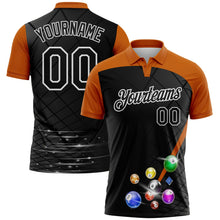 Laden Sie das Bild in den Galerie-Viewer, Uksn Individuelles Schwarz Texas-Orange-Weiß Billardkugeln geometrisches Gitter Funktions-Poloshirt
