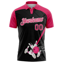 Laden Sie das Bild in den Galerie-Viewer, Uksn Individuelles Schwarz Pink-Weiß Bowling geometrisches Gitter Funktions-Poloshirt
