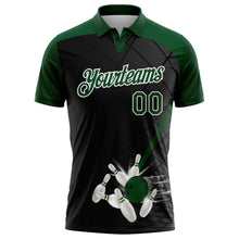 Laden Sie das Bild in den Galerie-Viewer, Uksn Individuelles Schwarz Grün-Weiß Bowling geometrisches Gitter Funktions-Poloshirt
