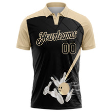 Laden Sie das Bild in den Galerie-Viewer, Uksn Individuelles Schwarz-City-Creme Bowling geometrisches Gitter Funktions-Poloshirt
