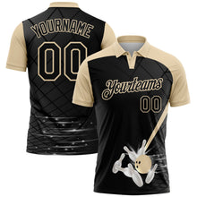 Laden Sie das Bild in den Galerie-Viewer, Uksn Individuelles Schwarz-City-Creme Bowling geometrisches Gitter Funktions-Poloshirt
