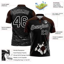 Laden Sie das Bild in den Galerie-Viewer, Uksn Individuelles Schwarz Braun-Weiß Bowling geometrisches Gitter Funktions-Poloshirt
