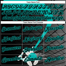 Laden Sie das Bild in den Galerie-Viewer, Uksn Individuelles Schwarz-Aqua Bowling geometrisches Gitter Funktions-Poloshirt
