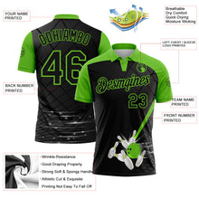 Laden Sie das Bild in den Galerie-Viewer, Uksn Individuelles Schwarz-Aurora-Grün Bowling geometrisches Gitter Funktions-Poloshirt
