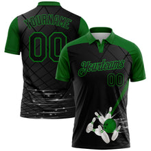 Laden Sie das Bild in den Galerie-Viewer, Uksn Individuelles Schwarz-Grasgrün Bowling geometrisches Gitter Funktions-Poloshirt
