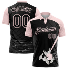 Laden Sie das Bild in den Galerie-Viewer, Uksn Individuelles Schwarz-Hellrosa Bowling geometrisches Gitter Funktions-Poloshirt
