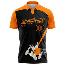 Laden Sie das Bild in den Galerie-Viewer, Uksn Individuelles Schwarz-Bay Orange Bowling geometrisches Gitter Funktions-Poloshirt
