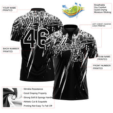 Laden Sie das Bild in den Galerie-Viewer, Uksn Individuelles Schwarz-Weiß Distressed-Kratzer-Pinselstrich Funktions-Poloshirt
