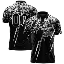 Laden Sie das Bild in den Galerie-Viewer, Uksn Individuelles Schwarz-Weiß Distressed-Kratzer-Pinselstrich Funktions-Poloshirt
