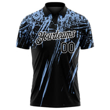 Laden Sie das Bild in den Galerie-Viewer, Uksn Individuelles Schwarz Hellblau-Weiß Distressed-Kratzer-Pinselstrich Funktions-Poloshirt
