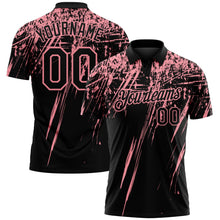 Laden Sie das Bild in den Galerie-Viewer, Uksn Individuelles Schwarz-Mittelrosa Distressed-Kratzer-Pinselstrich Funktions-Poloshirt
