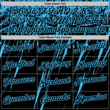 Laden Sie das Bild in den Galerie-Viewer, Uksn Individuelles Schwarz-Himmelblau Distressed-Kratzer-Pinselstrich Funktions-Poloshirt
