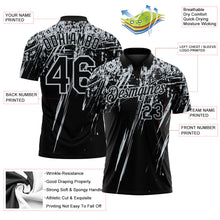 Laden Sie das Bild in den Galerie-Viewer, Uksn Individuelles Schwarz-Silber Distressed-Kratzer-Pinselstrich Funktions-Poloshirt
