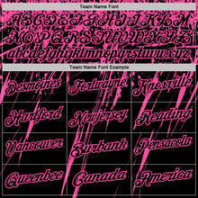 Laden Sie das Bild in den Galerie-Viewer, Uksn Individuelles Schwarz-Pink Distressed-Kratzer-Pinselstrich Funktions-Poloshirt
