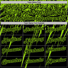 Laden Sie das Bild in den Galerie-Viewer, Uksn Individuelles Schwarz-Neongrün Distressed-Kratzer-Pinselstrich Funktions-Poloshirt
