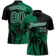 Laden Sie das Bild in den Galerie-Viewer, Uksn Individuelles Schwarz Kelly-Grün-Weiß Hawaii tropische Küstenpalmen Funktions-Poloshirt
