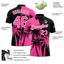 Laden Sie das Bild in den Galerie-Viewer, Uksn Individuelles Schwarz Pink-Weiß Hawaii tropische Küstenpalmen Funktions-Poloshirt
