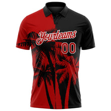 Laden Sie das Bild in den Galerie-Viewer, Uksn Individuelles Schwarz Rot-Weiß Hawaii tropische Küstenpalmen Funktions-Poloshirt
