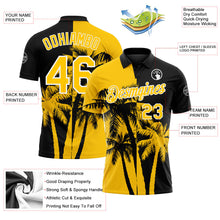 Laden Sie das Bild in den Galerie-Viewer, Uksn Individuelles Schwarz Gelb-Weiß Hawaii tropische Küstenpalmen Funktions-Poloshirt
