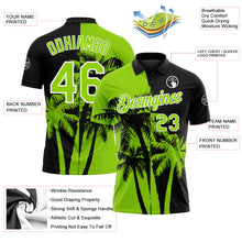 Laden Sie das Bild in den Galerie-Viewer, Uksn Individuelles Schwarz Neongrün-Weiß Hawaii tropische Küstenpalmen Funktions-Poloshirt
