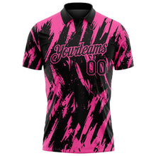 Laden Sie das Bild in den Galerie-Viewer, Uksn Individuelles Schwarz-Pink Zerrissener scharfer Pinselstrich-Spritzer Funktions-Poloshirt
