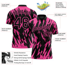 Laden Sie das Bild in den Galerie-Viewer, Uksn Individuelles Schwarz-Pink Zerrissener scharfer Pinselstrich-Spritzer Funktions-Poloshirt
