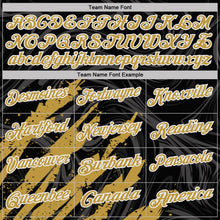 Laden Sie das Bild in den Galerie-Viewer, Uksn Individuelles Schwarz Altgold-Weiß Pinselstrich-Spritzer flüssiger Wirbel Funktions-Poloshirt
